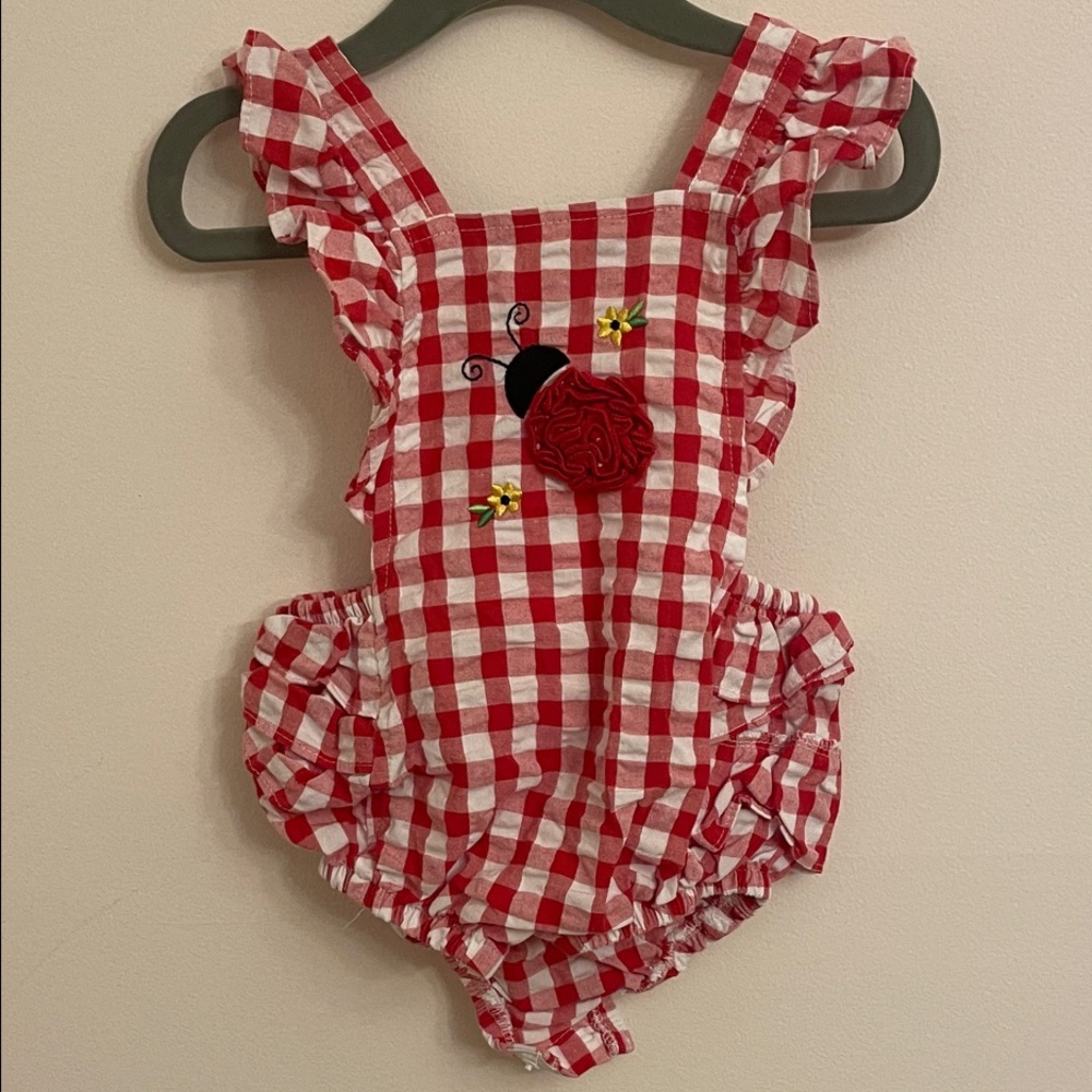 Ladybug Red and White Checkered Bodysuit
